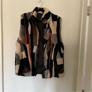 gorgeous patchwork colour block fur? vest